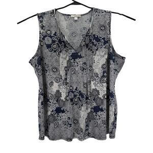 Westport 1962 Blue White Floral Tank Top Womens 2X Shirt
